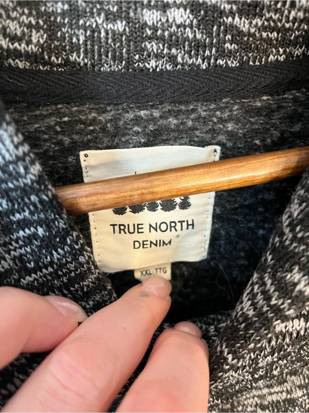 True North Denim Black and Grey Cowl Neck Sweater. Size XXL. - Picture 3 of 5
